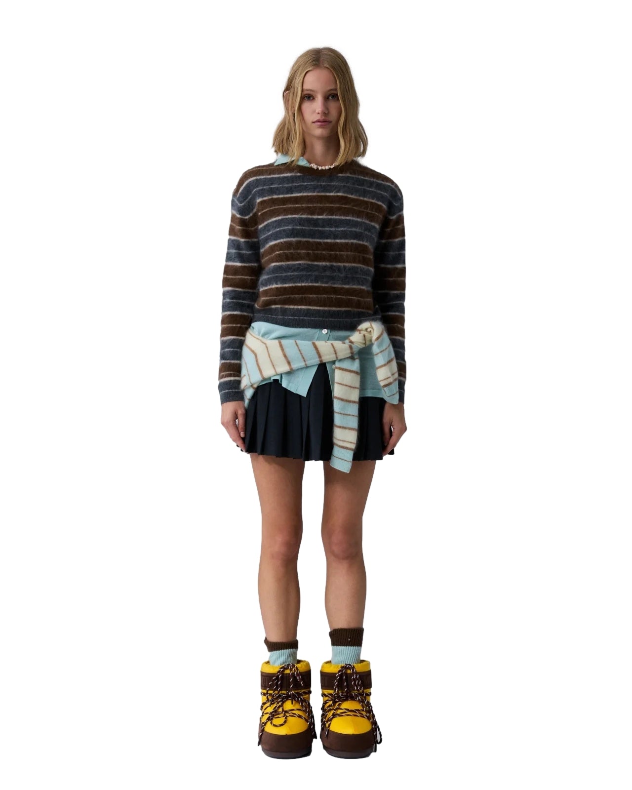 Guest In Residence Grizzly Stripe Crew Genser Brun Mønster - modostore.no
