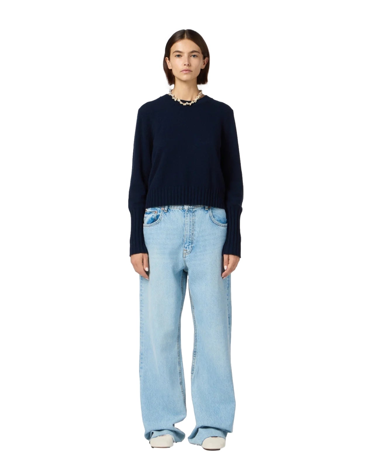 Guest In Residence Shrunken Crew Genser Navy - modostore.no