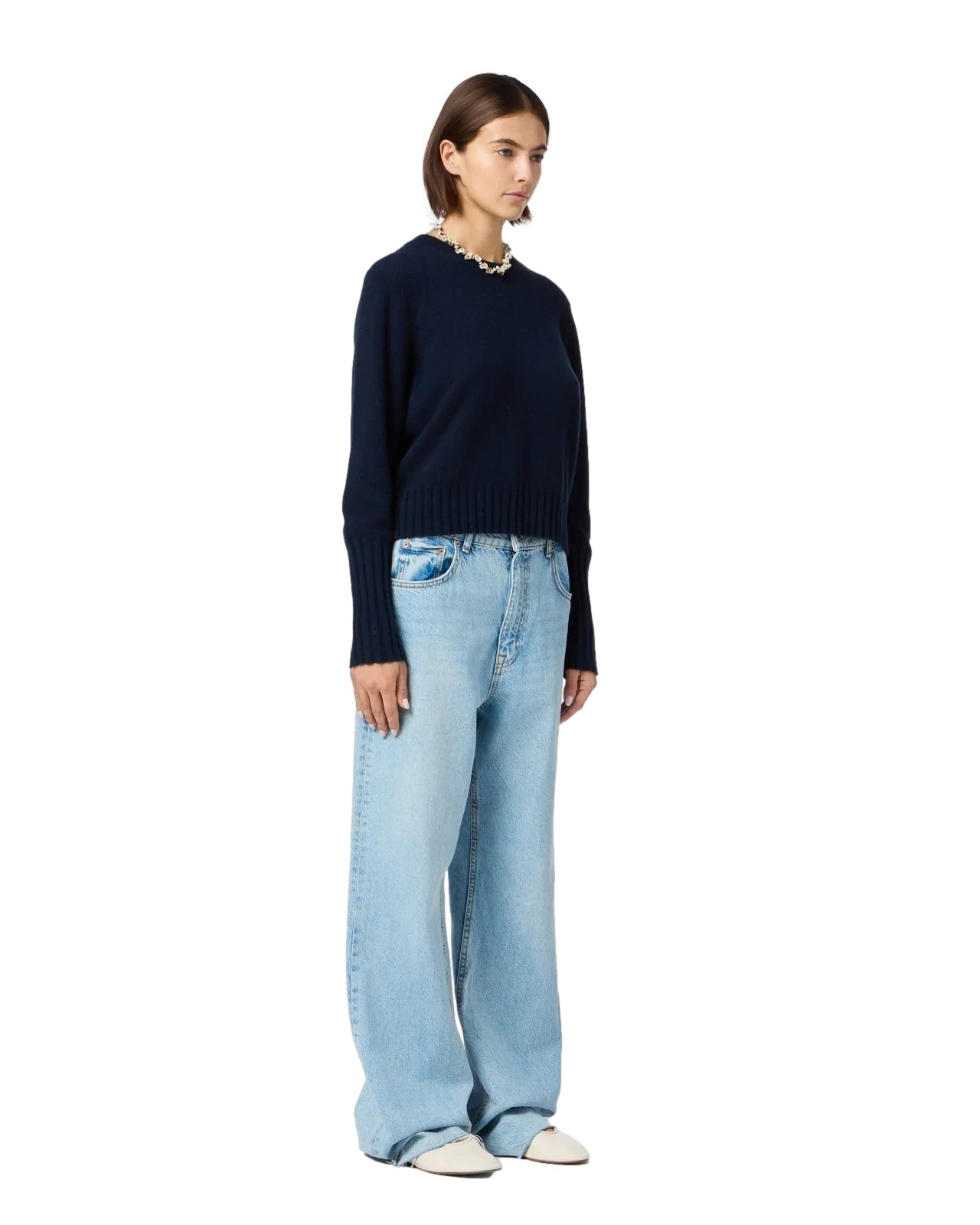 Guest In Residence Shrunken Crew Genser Navy - modostore.no