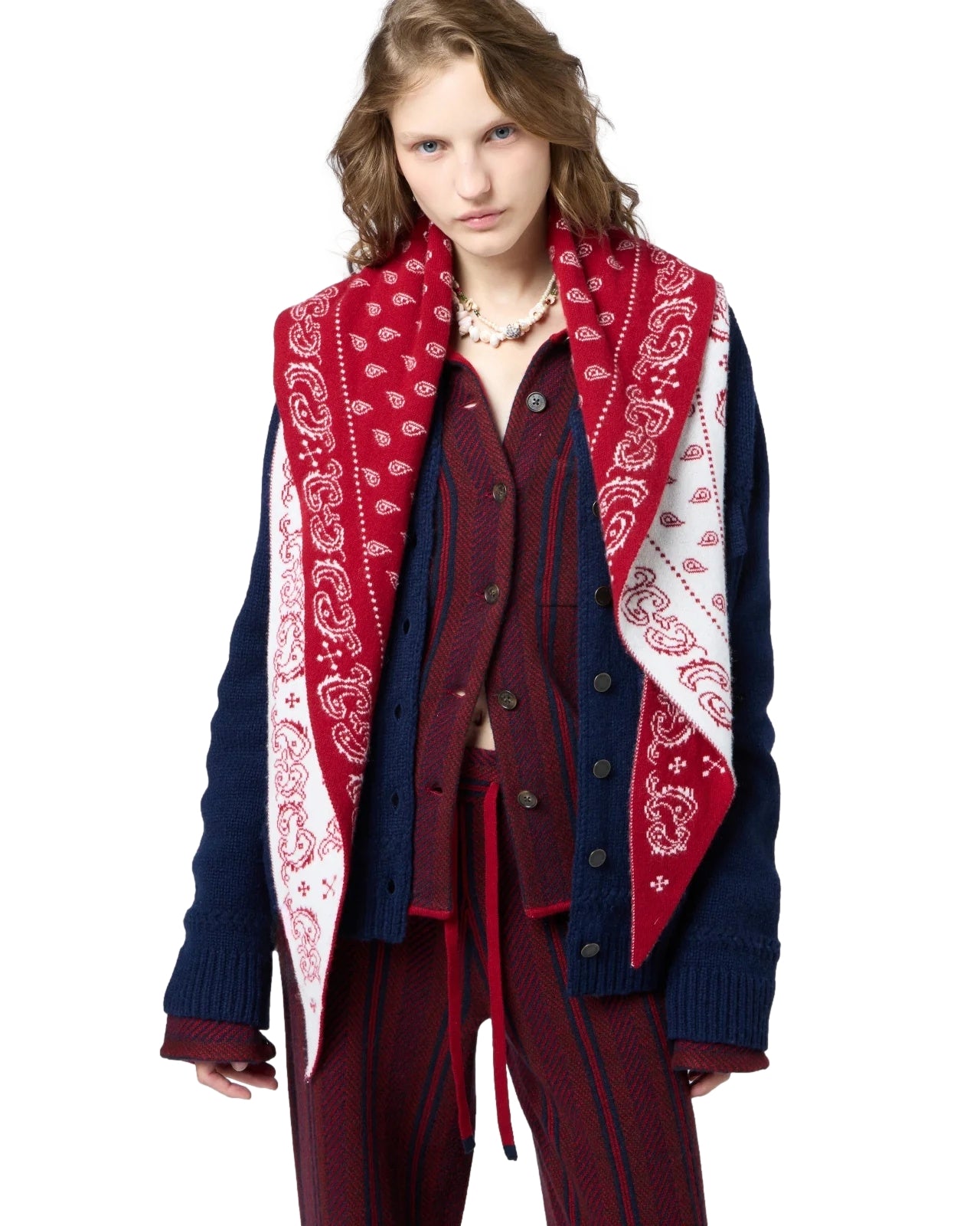 Guest In Residence The Wild Rag Ruby/Cream Skjerf Rød - modostore.no