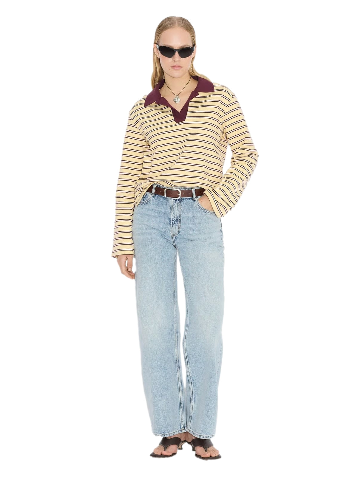 Holzweiler Elena Striped Polo Genser Gul - modostore.no