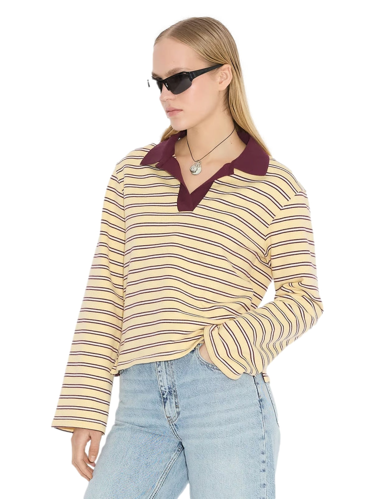Holzweiler Elena Striped Polo Genser Gul - modostore.no