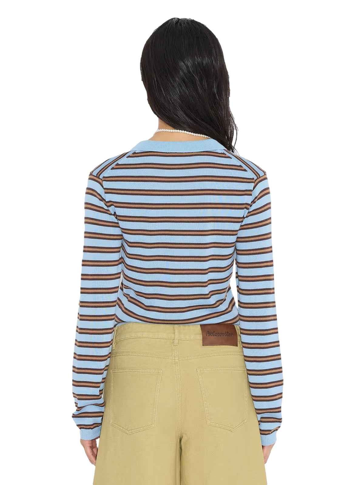 Holzweiler Florence Stripe Polo Genser Blå Mønster - modostore.no