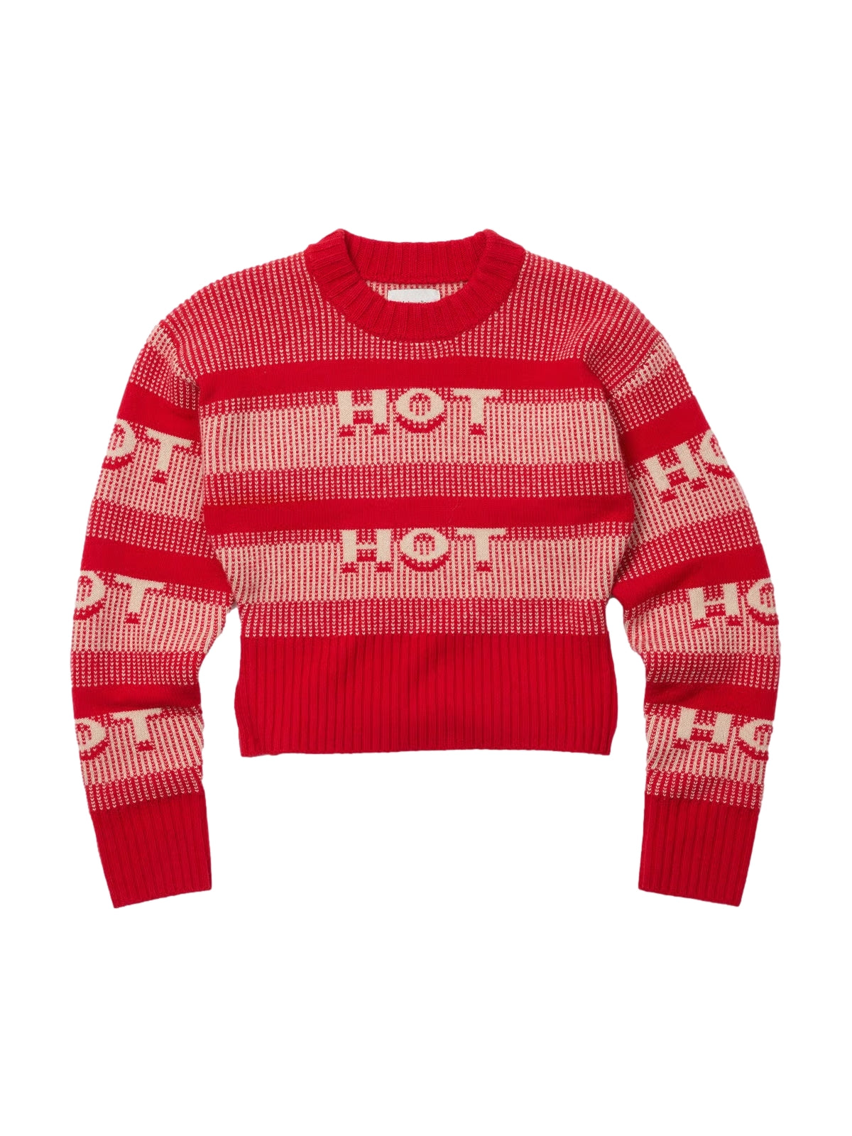 Holzweiler Hot Cropped Crew Genser Rødt Mønster - modostore.no
