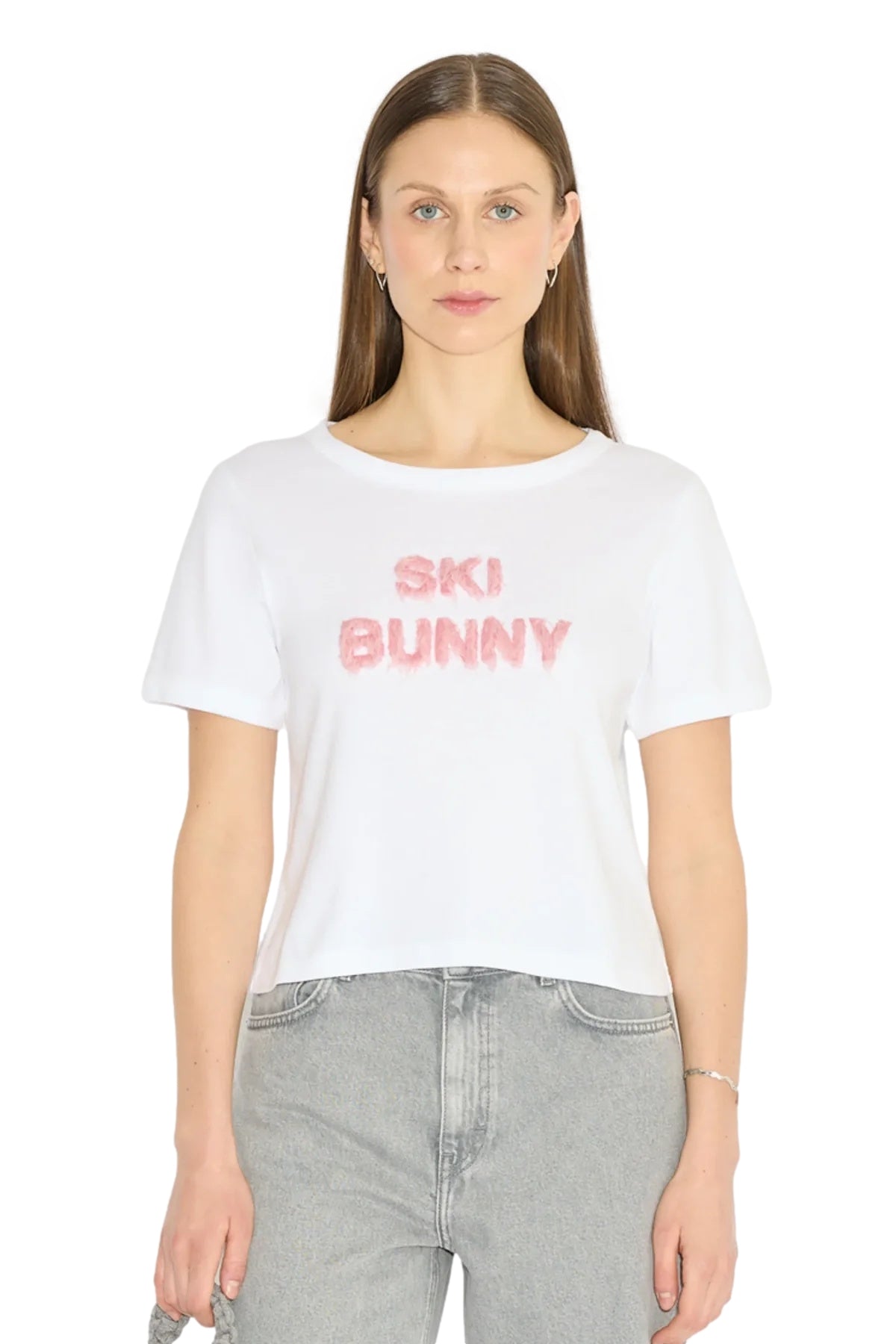 Holzweiler Kitty Fluffy Tee Topp Hvit Og Rosa - modostore.no