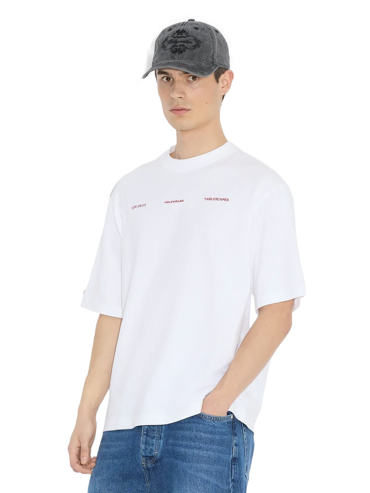 Holzweiler Ranger National Sketch Tee T-shirt Hvit Og Rød - modostore.no