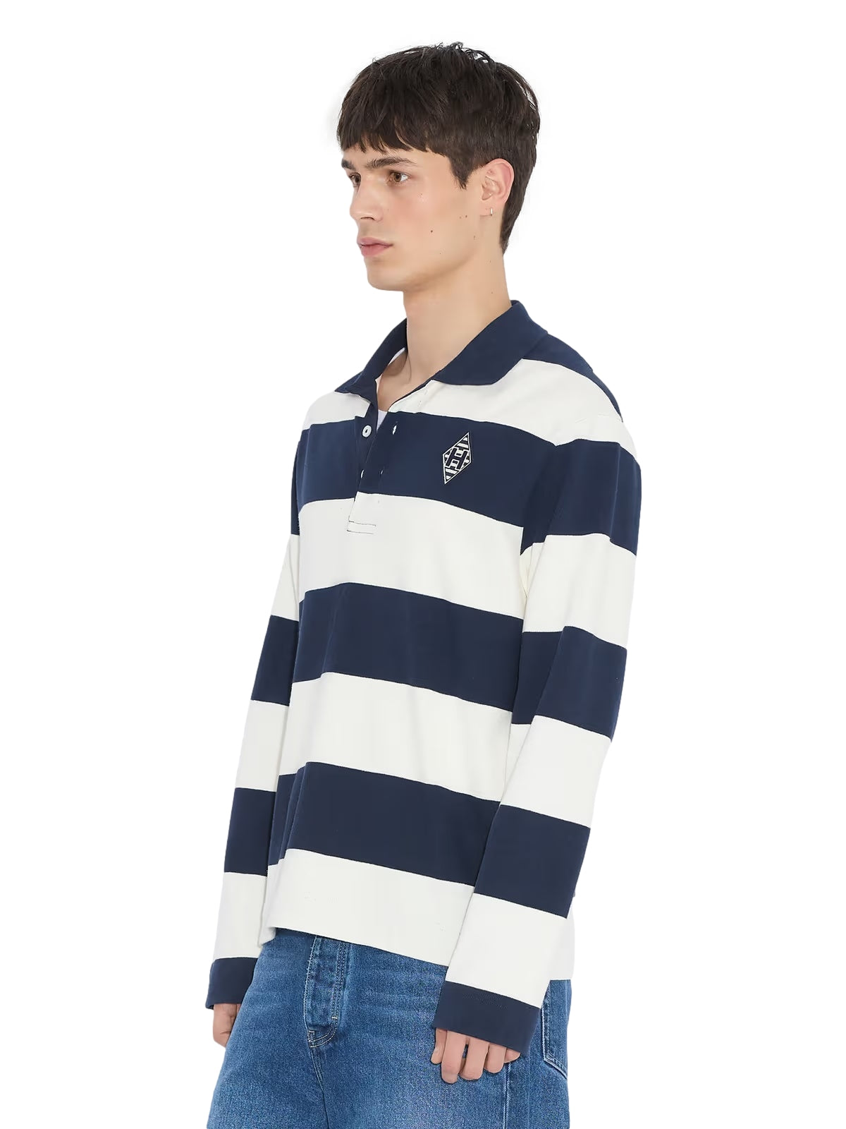 Holzweiler Rugby Polo Genser Hvit Og Mørkeblå - modostore.no