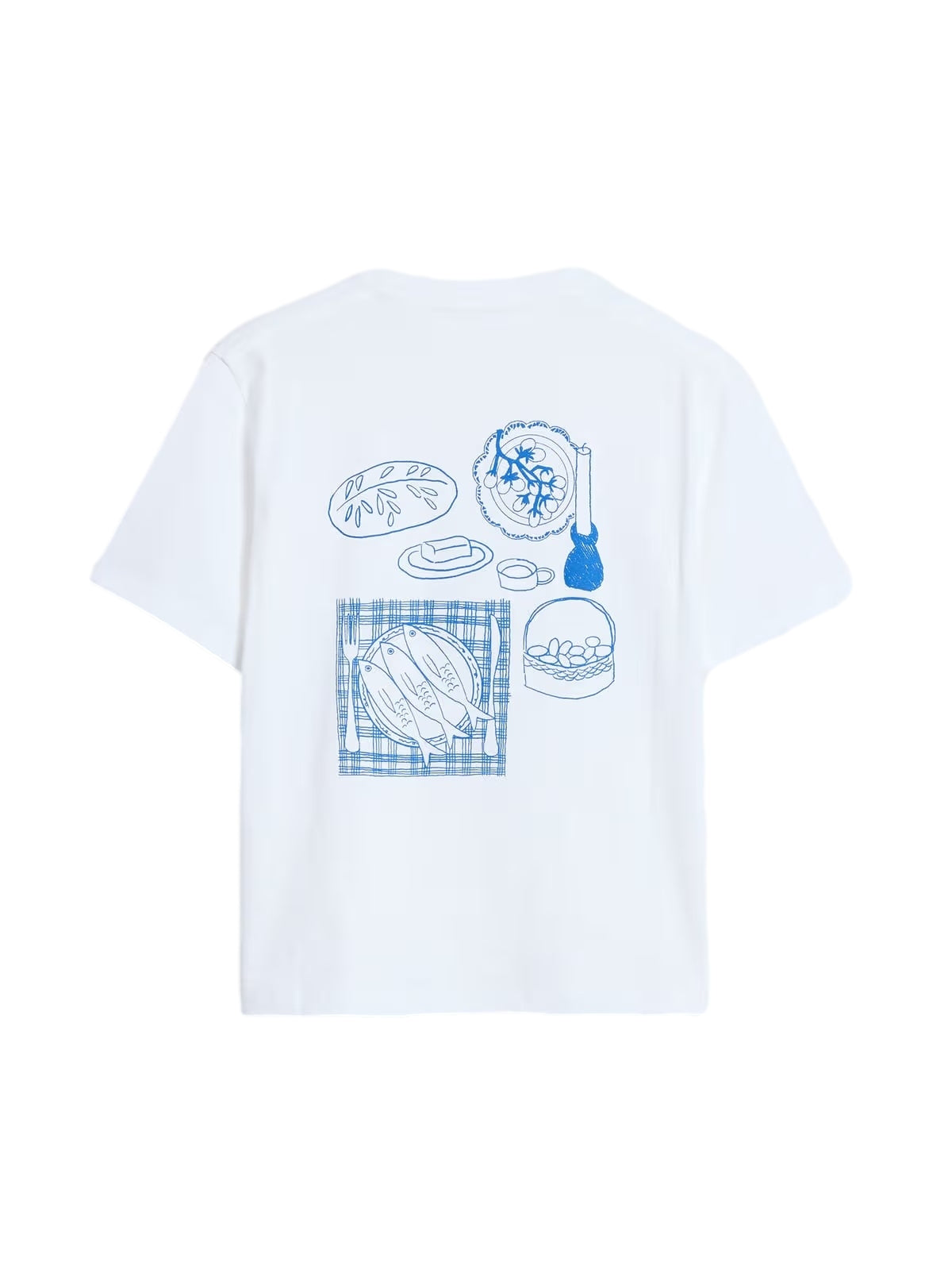 Holzweiler Sketch Tee T-shirt Hvit Og Blå - modostore.no