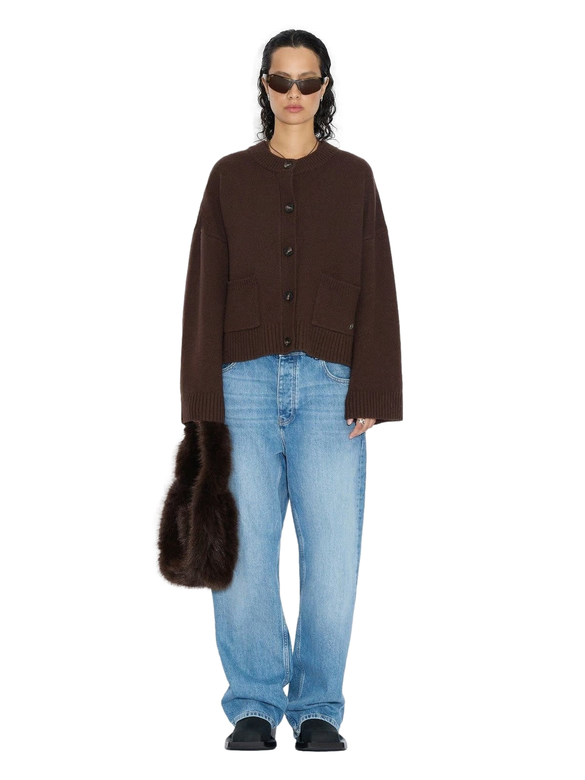 Holzweiler W Wool Wide Cardigan Cardigan Brun - modostore.no