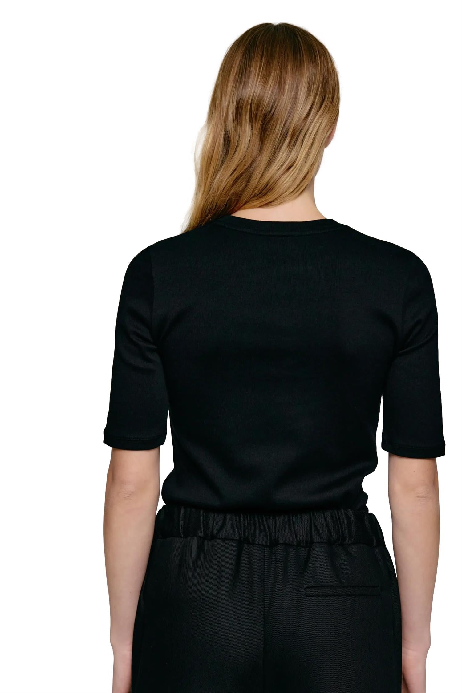 Julie Josephine Marianne Rib Tee T-shirt Sort - modostore.no