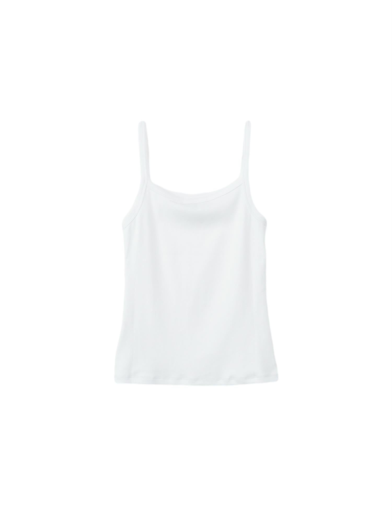 Hvit Julie Josephine Tinki Rib Top T-skjorte med ribbet stoff, vist på modell. Komfortabel og stilfull, perfekt til hverdag.
