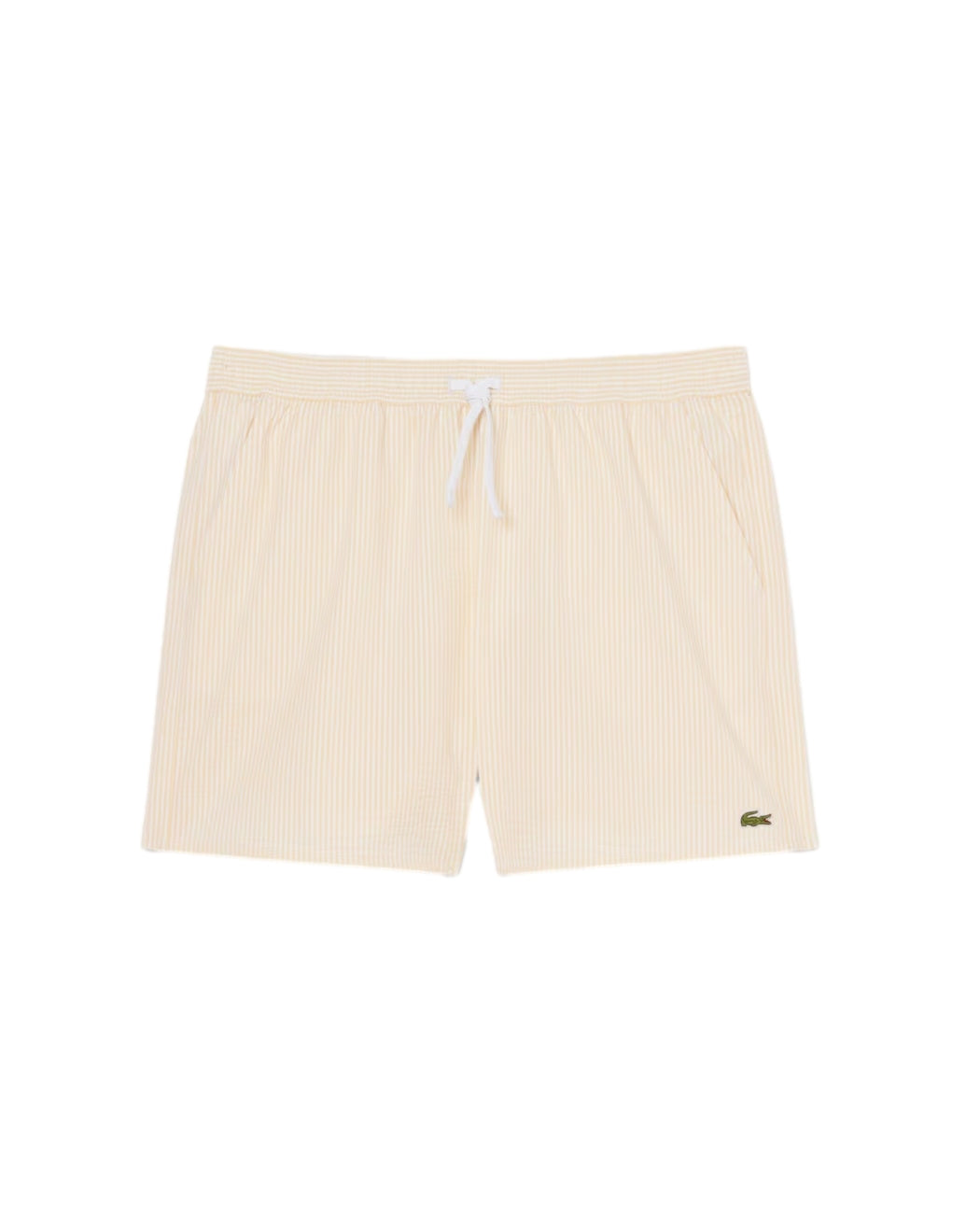 Lacoste Mid Lengths Striped Textured Swim Trunks Badetøy Hvit Og Gul - modostore.no