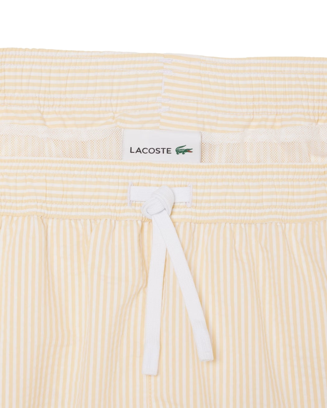 Lacoste Mid Lengths Striped Textured Swim Trunks Badetøy Hvit Og Gul - modostore.no