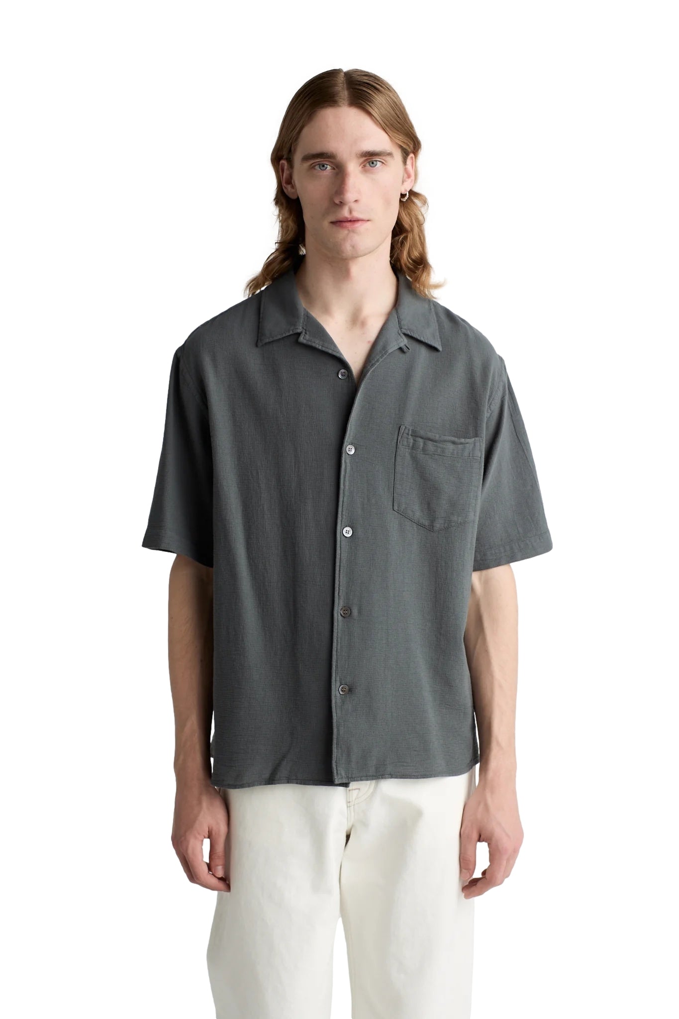 Livid Stone Loose Skjorte Grå - modostore.no