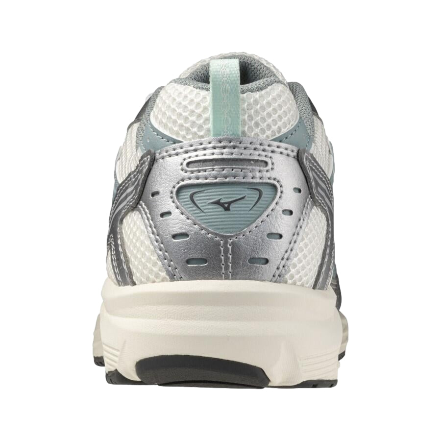 Mizuno MXR sko i hvitt og blått, sportssko med komfortabel design og mellomsåle for løping og trening.