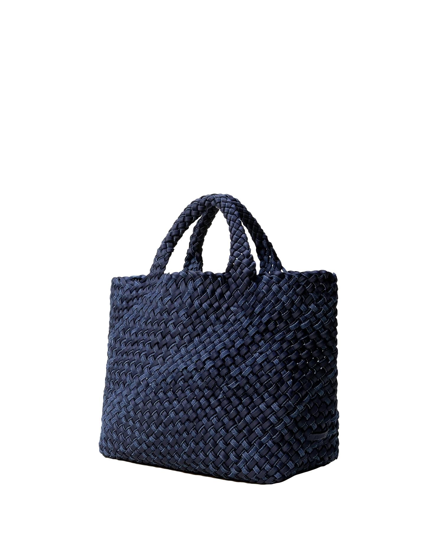 Naghedi St. Barths Medium Tote Double Weave Indigo Veske Mørk Blå Melert - modostore.no