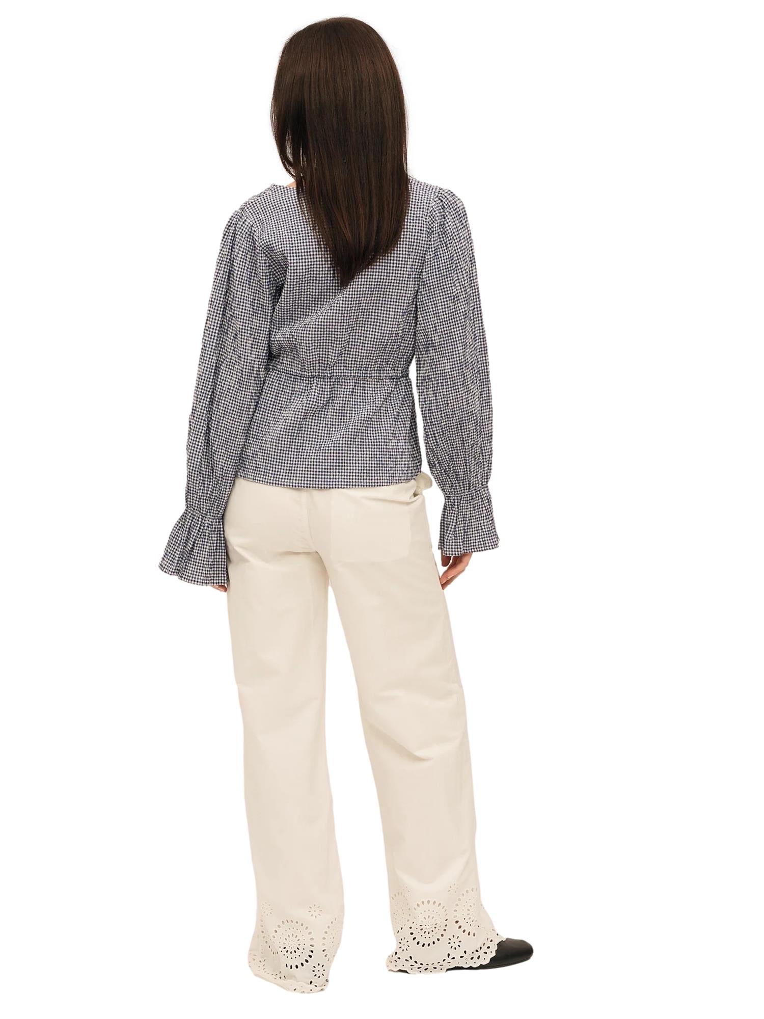 Once Untold Indiana Ribbon Blouse Topp Hvit Og Blå - modostore.no