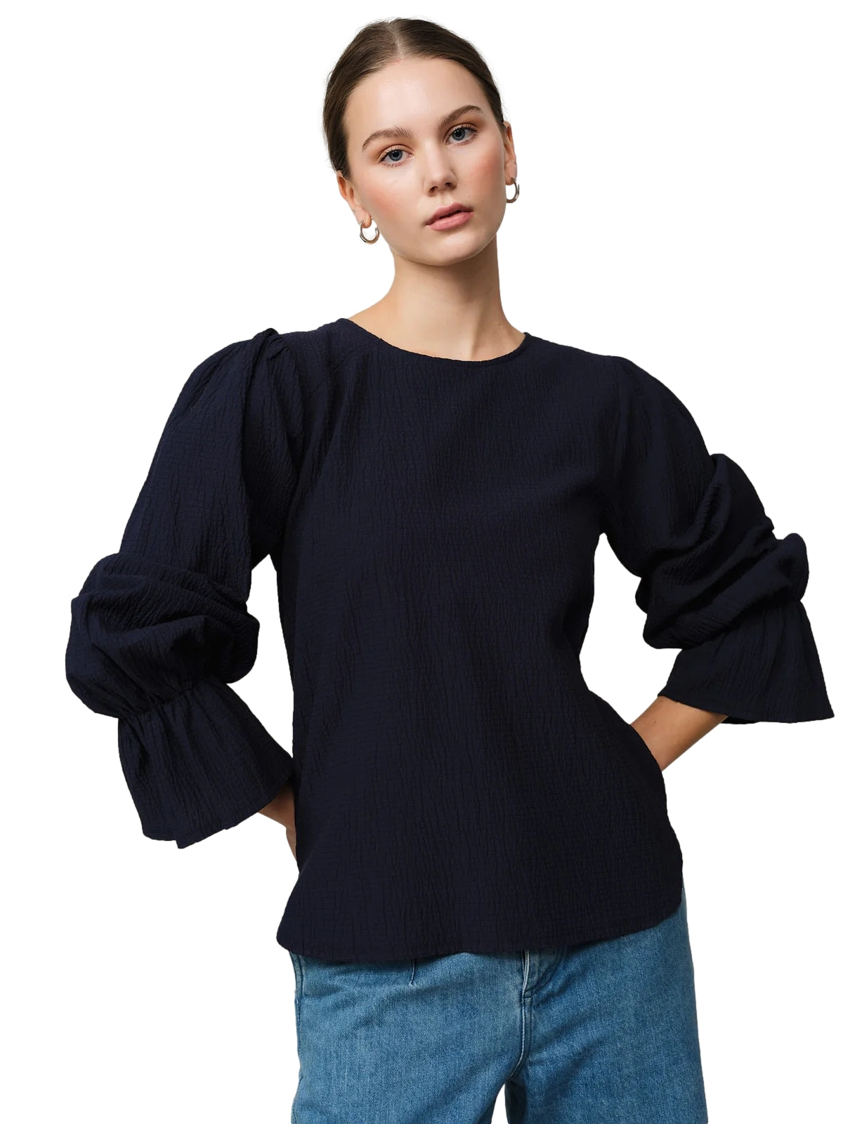 Once Untold Mercer Blouse Skjorte Marine - modostore.no