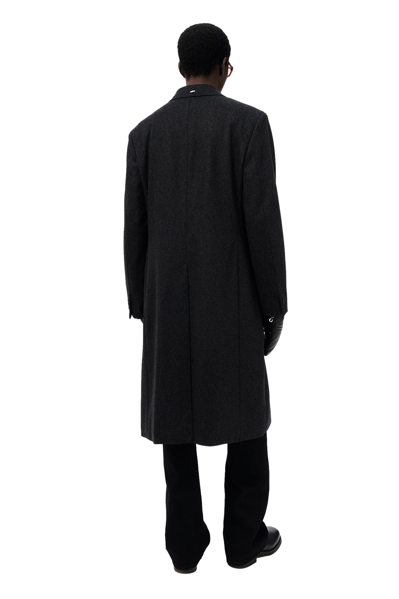 Mørkegrå Our Legacy Whale Coat jakke vist med klassisk design og tykk stoff, perfekt for kaldt vær.