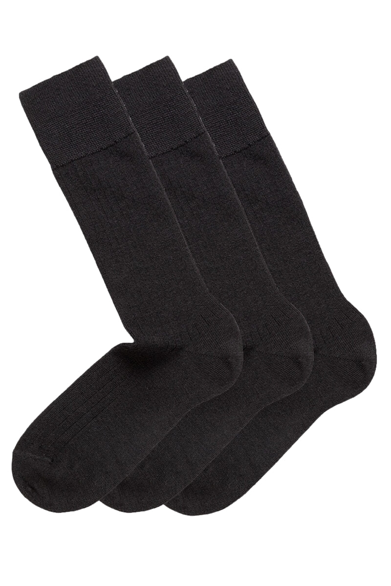 Panos Emporio 2 PK Calle Premium Mercerized Wool Rib Sokker Sort - modostore.no
