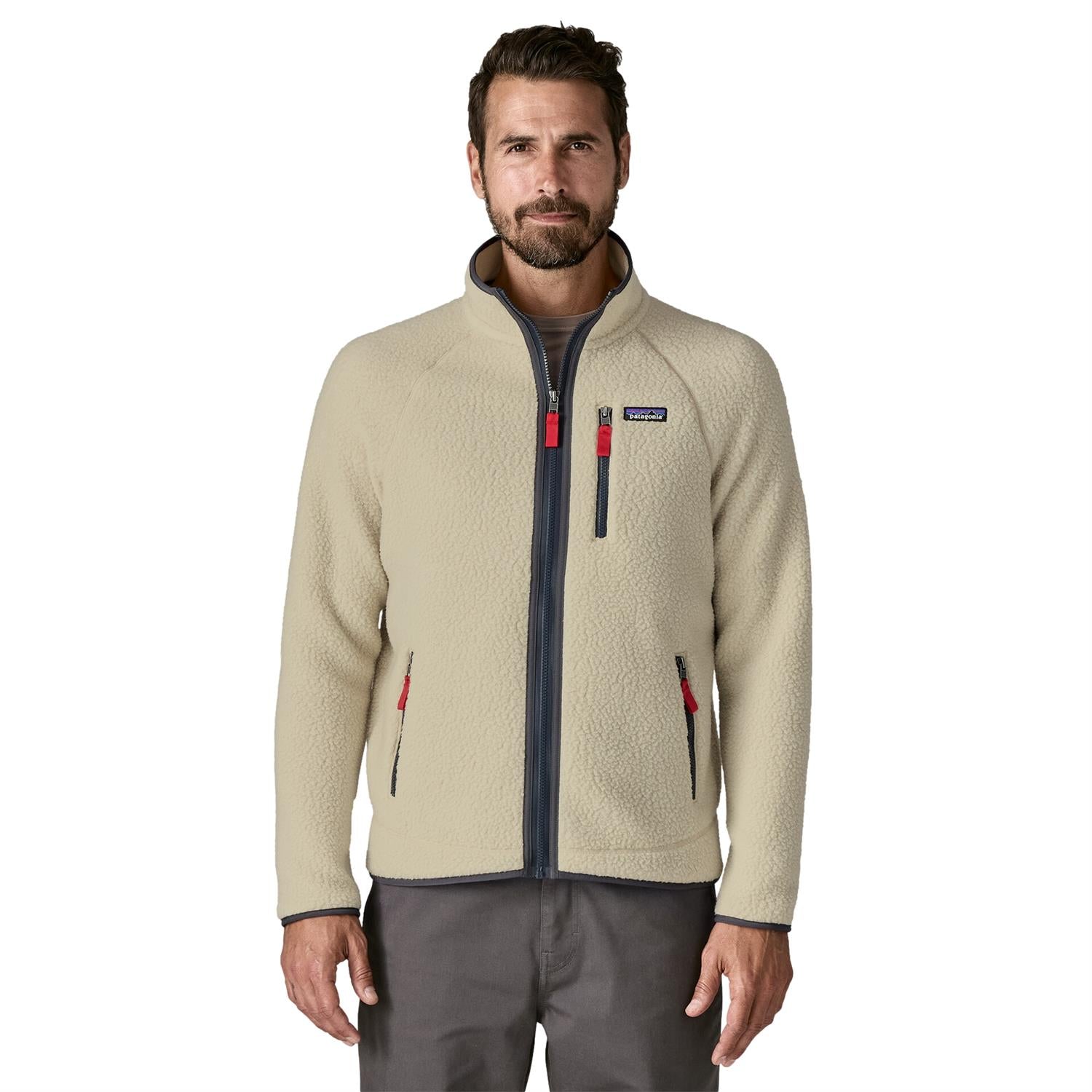 Patagonia Men's Retro Pile Jacket w/ Smolder Blue Jakke Beige - modostore.no