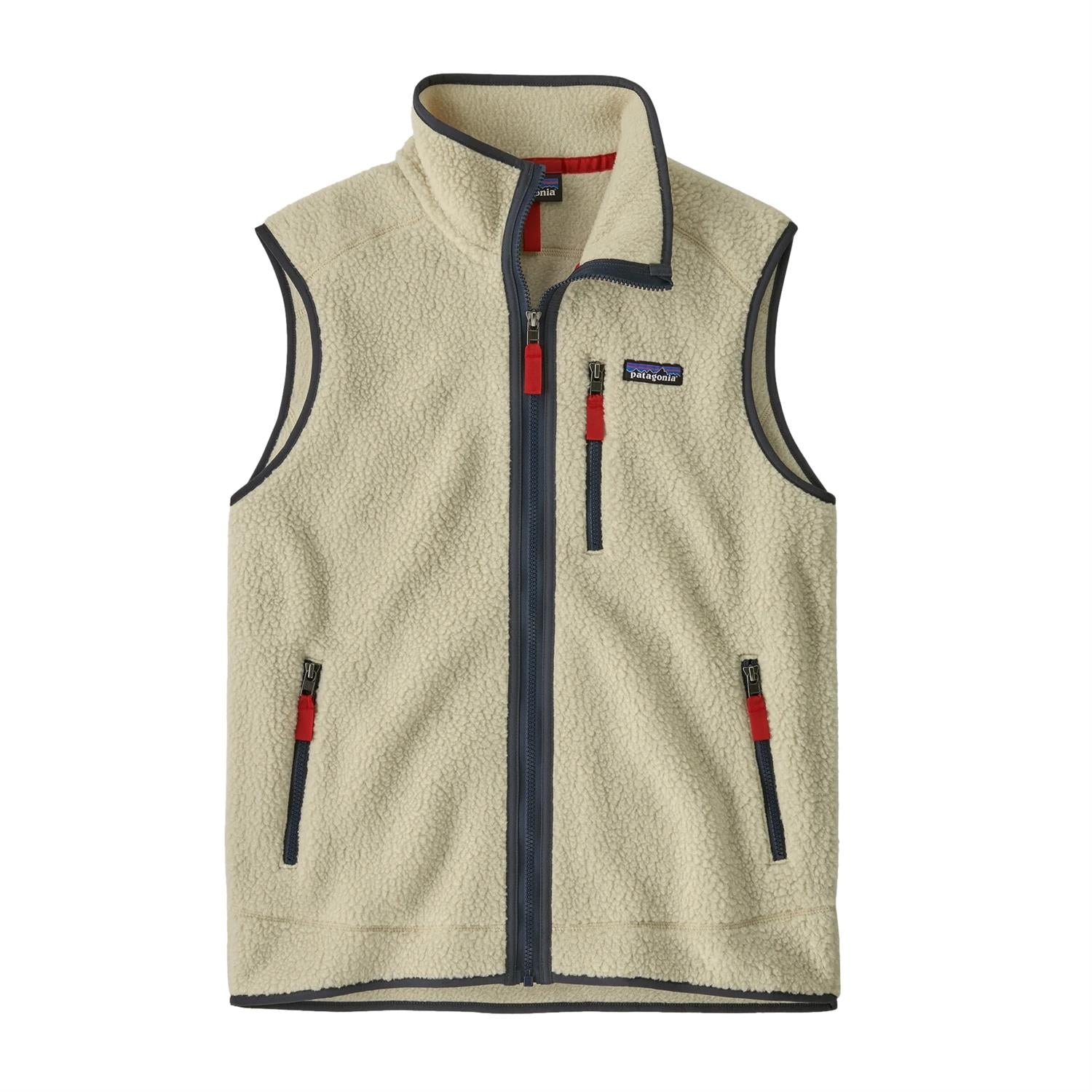 Patagonia Men's Retro Pile Vest Pelican w/ Smolder Blue Vest Beige - modostore.no