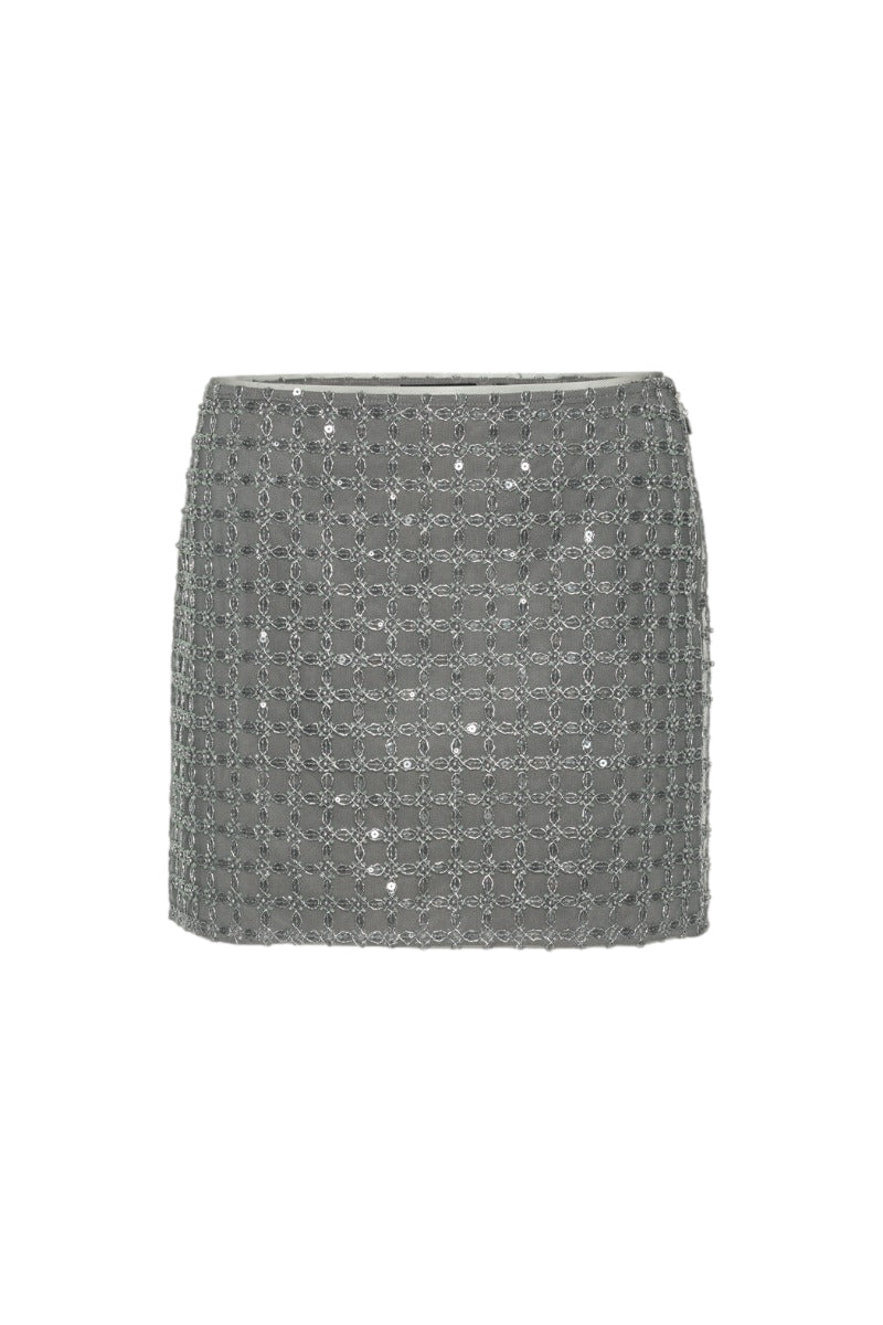 ROTATE Beaded Mini Skirt Skjørt Grå - modostore.no