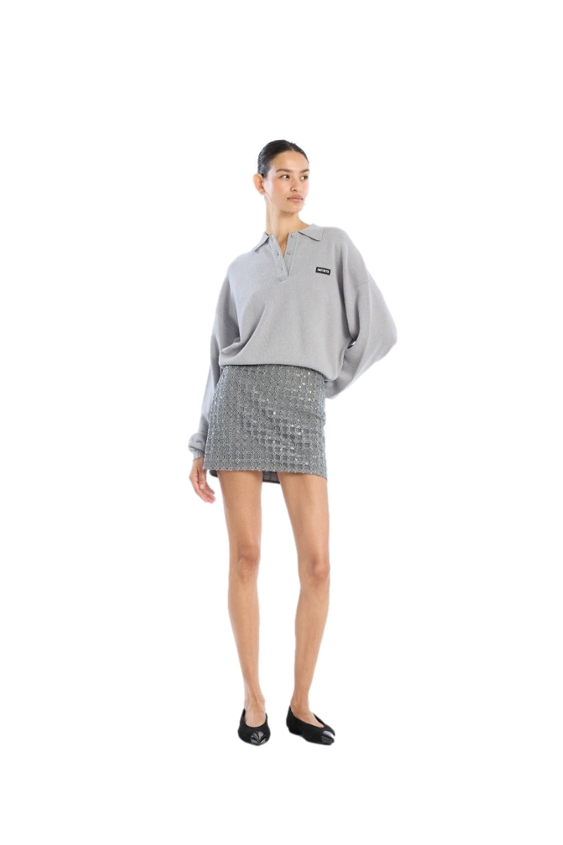 ROTATE Beaded Mini Skirt Skjørt Grå - modostore.no