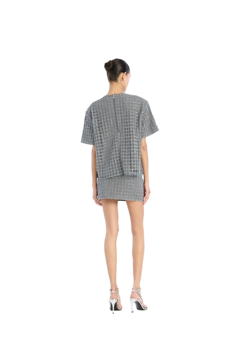 ROTATE Beaded Oversized Top Topp Grå - modostore.no