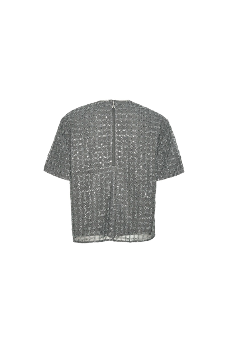 ROTATE Beaded Oversized Top Topp Grå - modostore.no