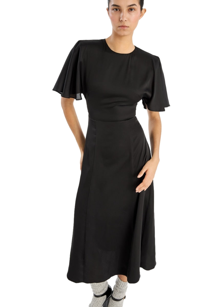 ROTATE Chiffon Midi Dress Kjole Sort - modostore.no