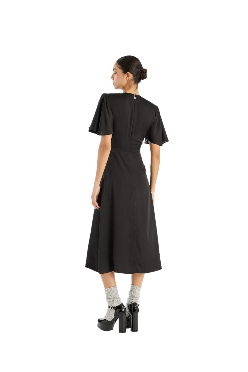 ROTATE Chiffon Midi Dress Kjole Sort - modostore.no