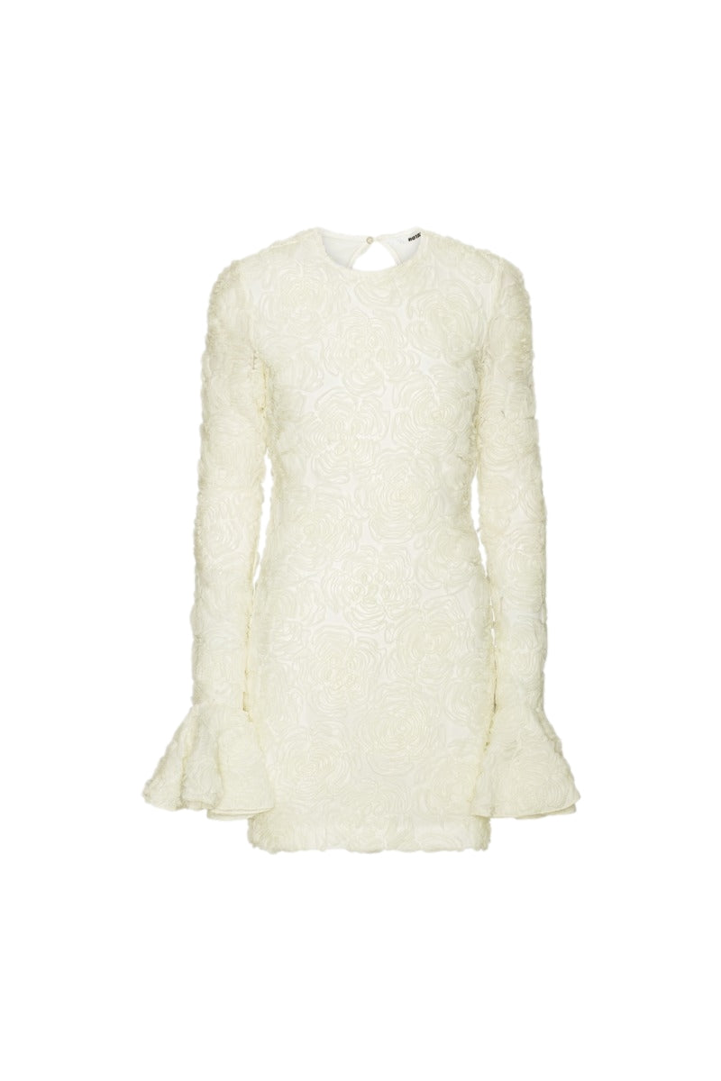 ROTATE Flower Mesh Mini Dress Kjole Off-White - modostore.no