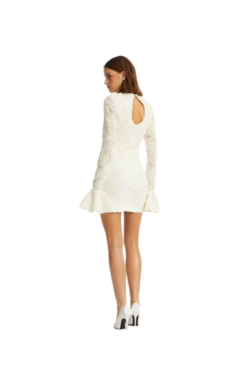 ROTATE Flower Mesh Mini Dress Kjole Off-White - modostore.no