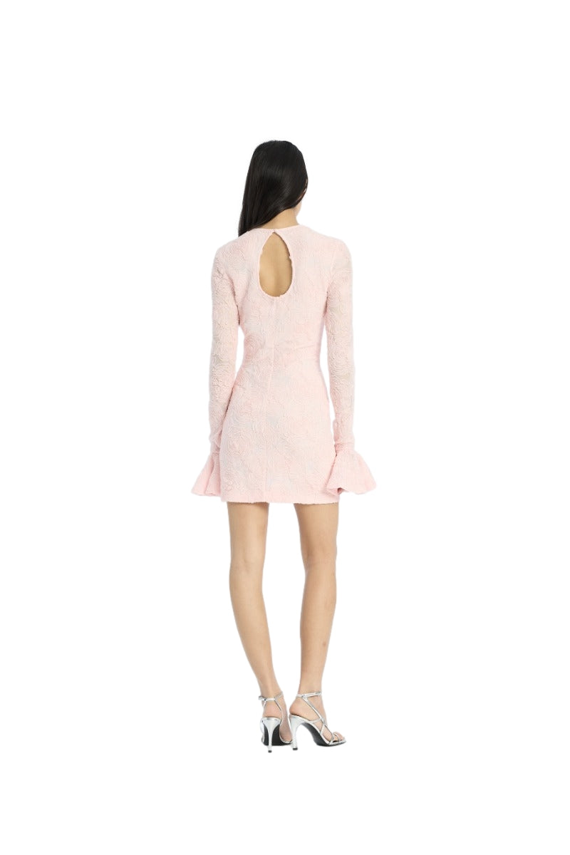ROTATE Mesh Frill Mini Dress Kjole Lyserosa - modostore.no