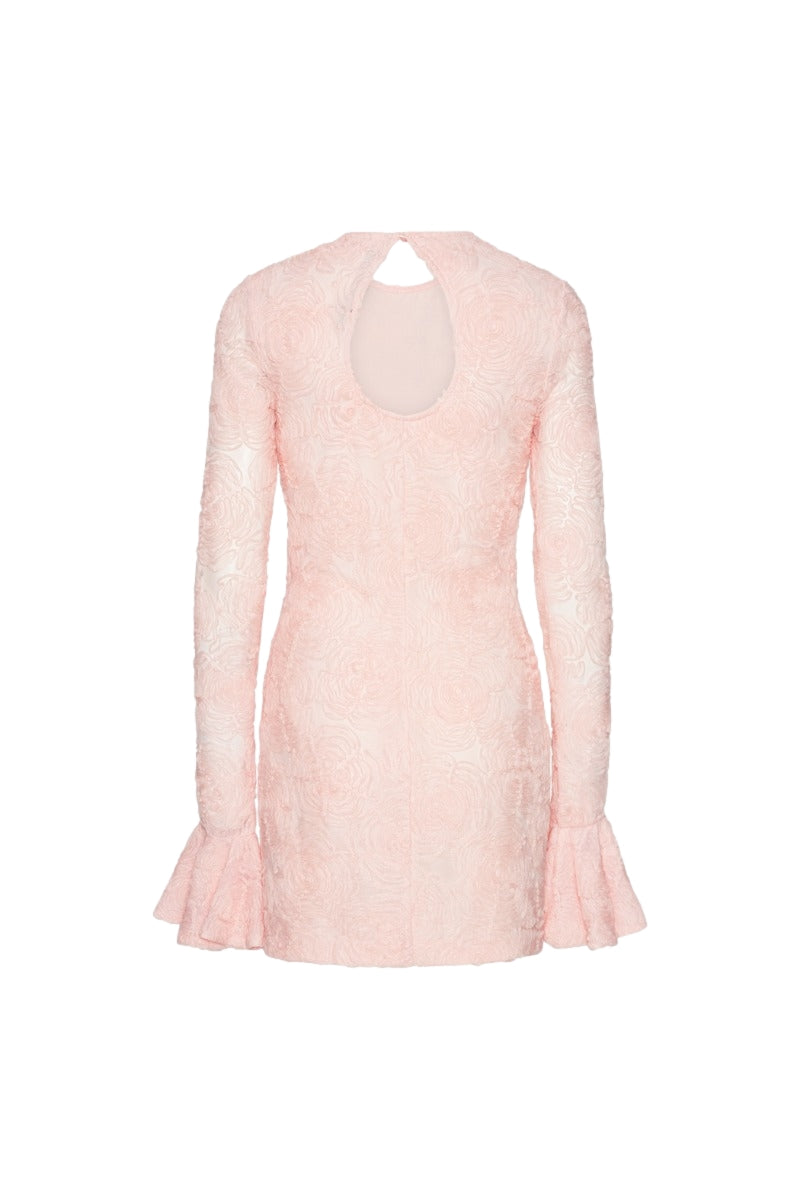 ROTATE Mesh Frill Mini Dress Kjole Lyserosa - modostore.no