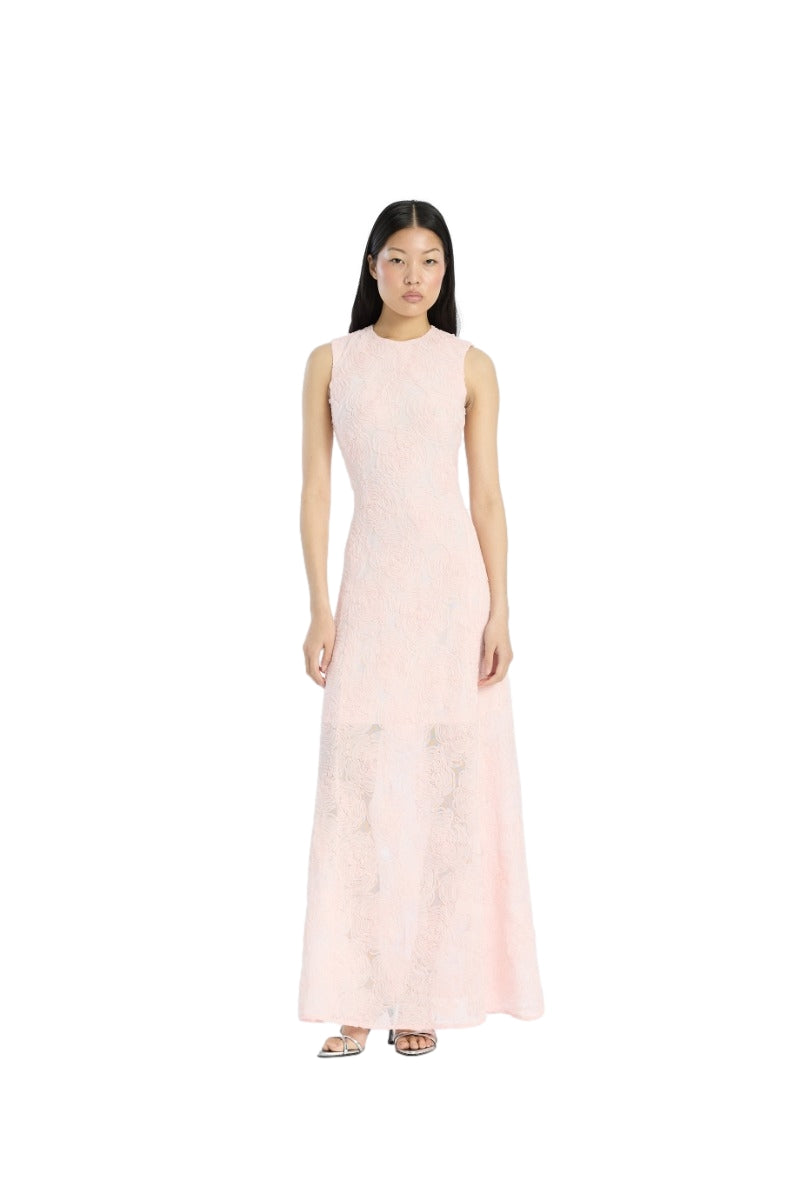 ROTATE Mesh Maxi Dress Kjole Lyserosa - modostore.no
