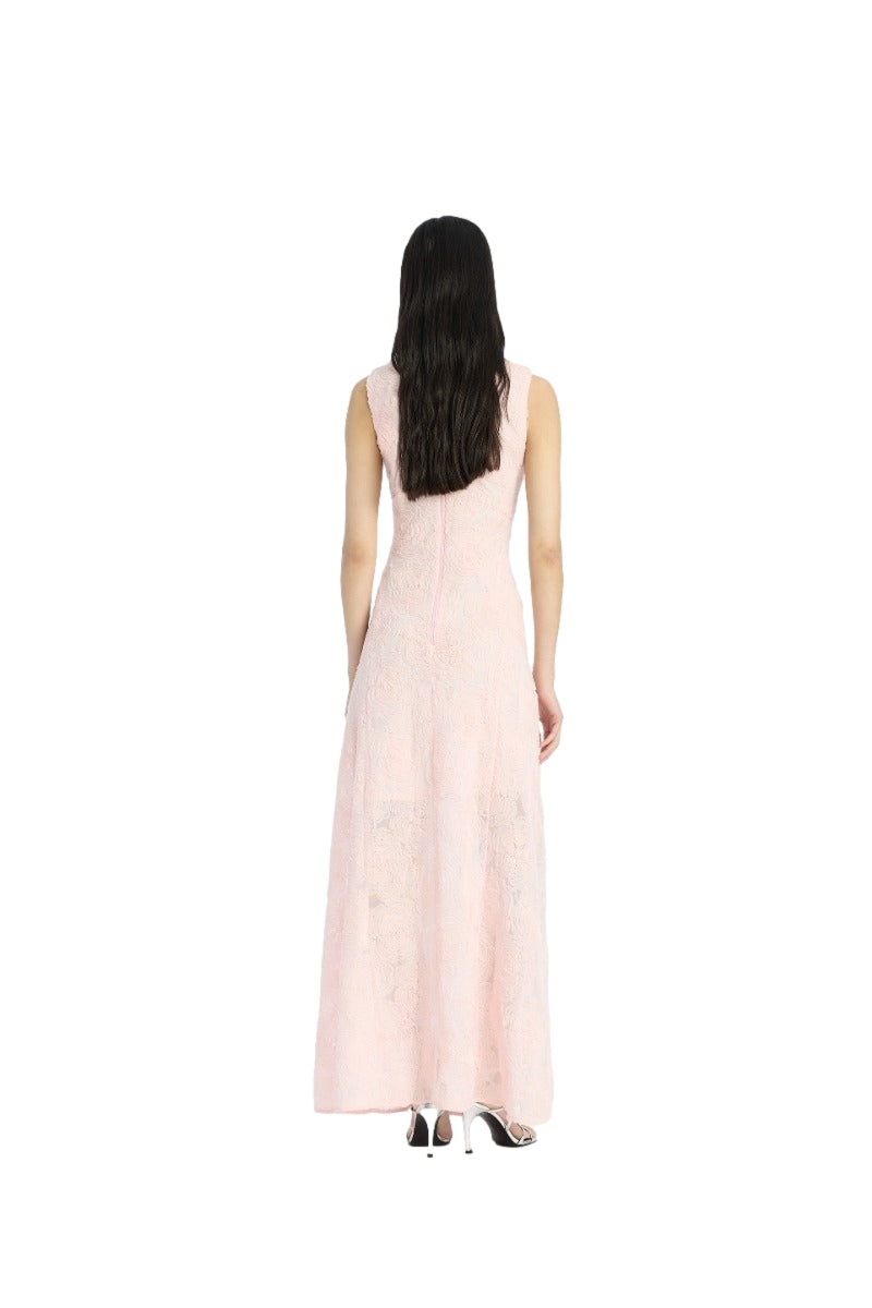 ROTATE Mesh Maxi Dress Kjole Lyserosa - modostore.no
