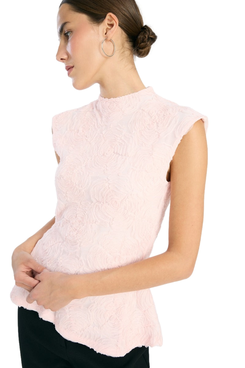 ROTATE Mesh Sleeveless Top Topp Lyserosa - modostore.no