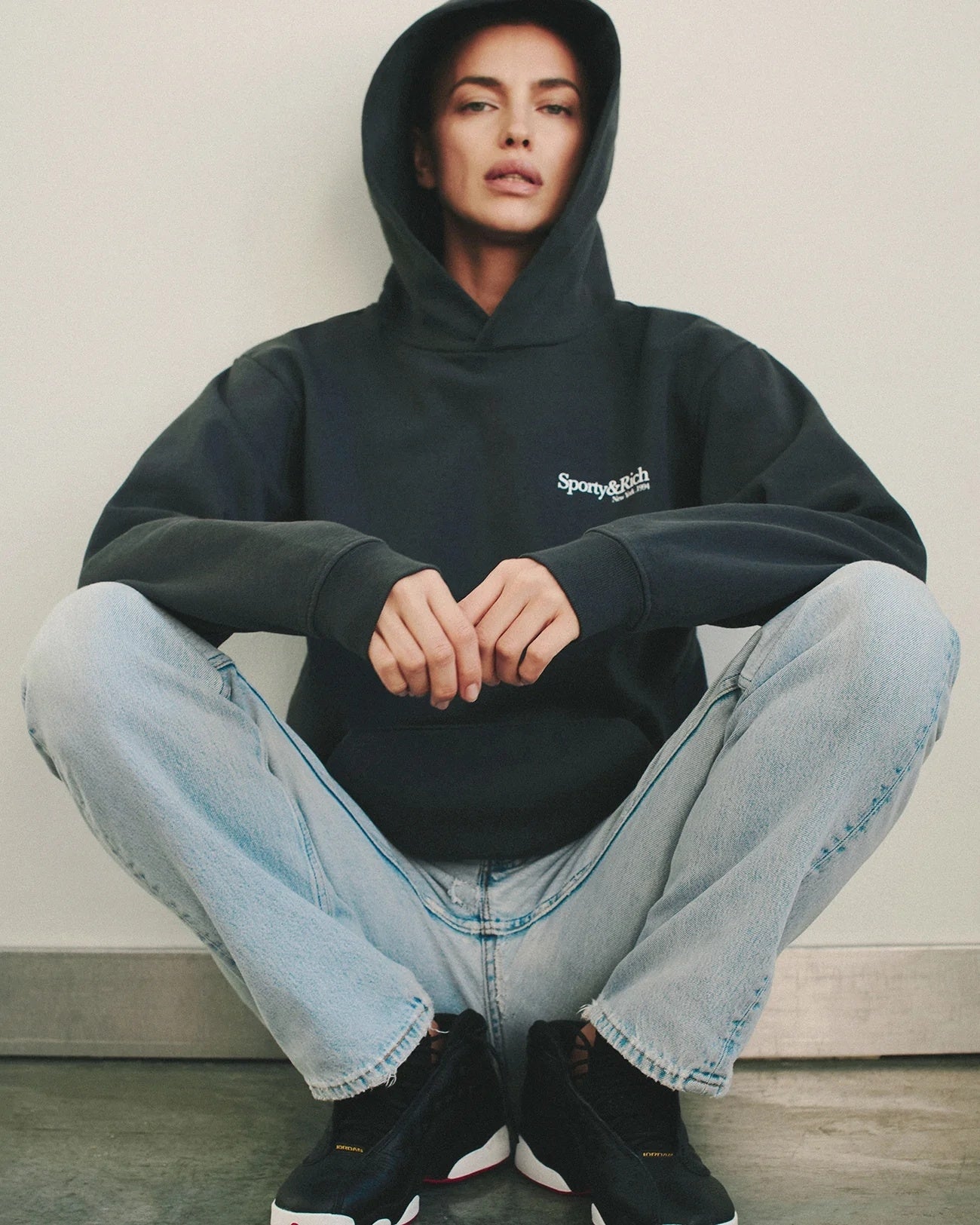 Sporty & Rich HWCNY Hoodie Hettegenser Vasket Sort - modostore.no