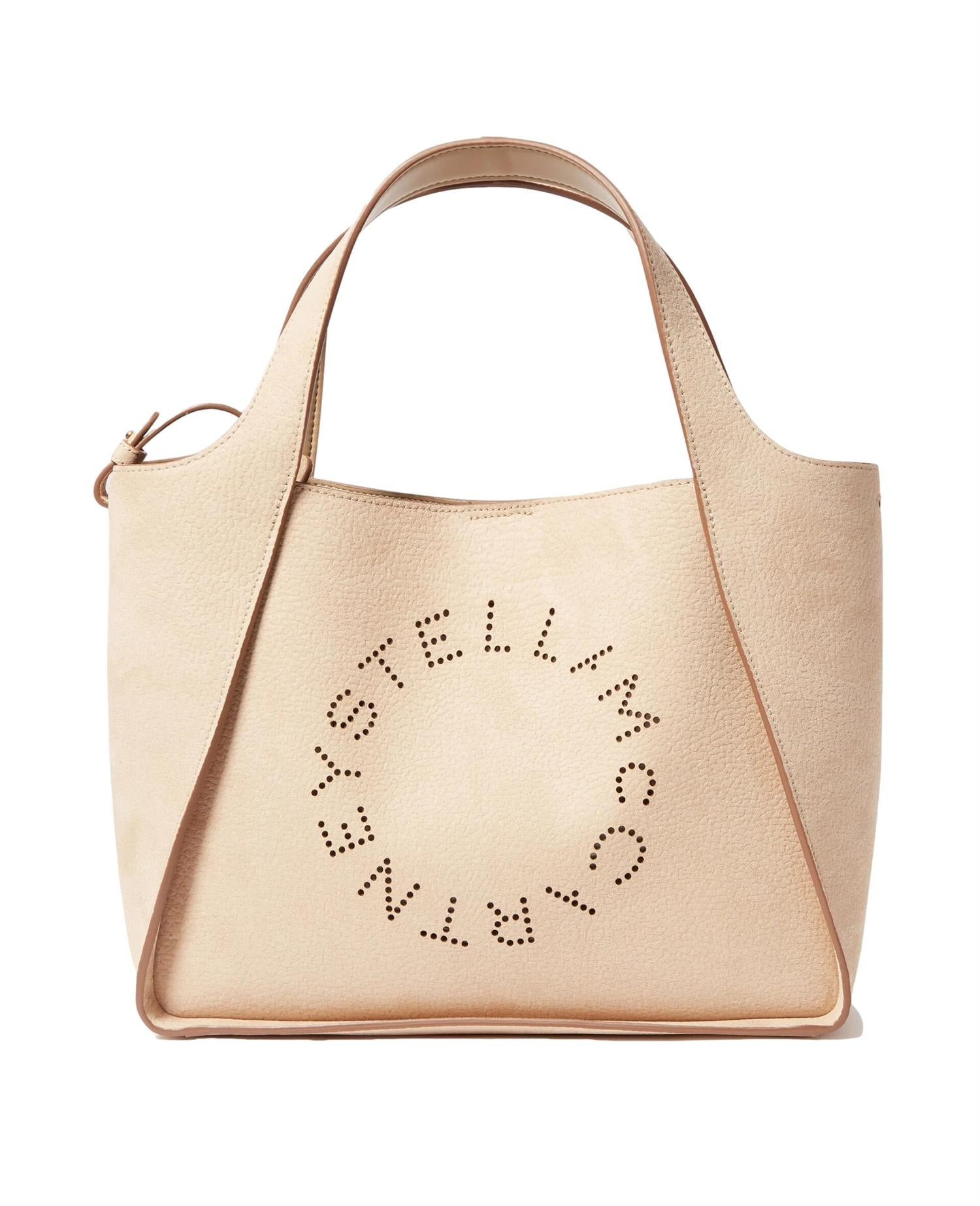 Stella McCartney Logo Crossbody Suede Tote Bag Veske Beige - modostore.no