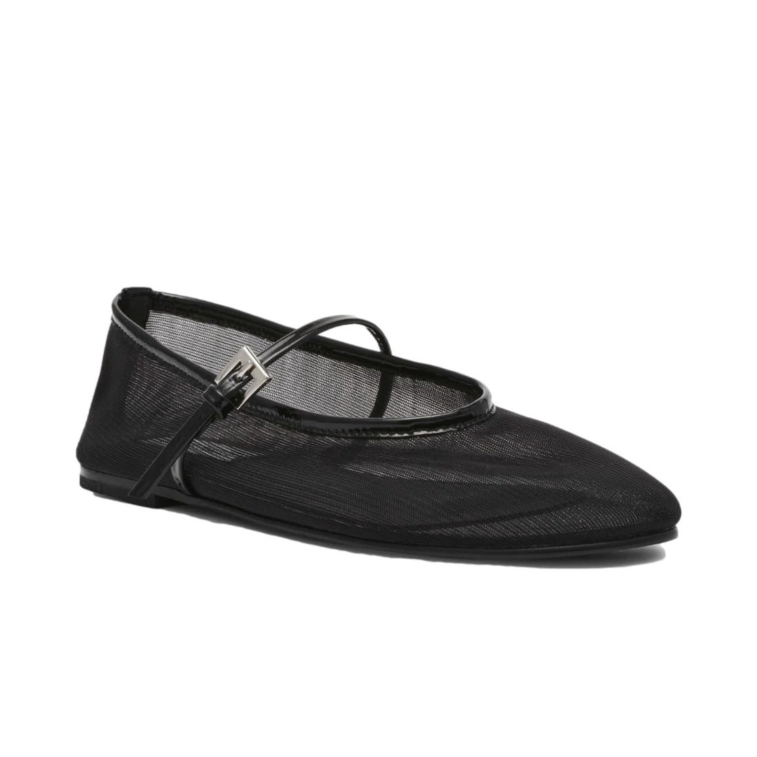 Sort Steve Madden Mash sko med rund tå og flatt design, vist fra siden. Komfortable og stilige sko for hverdag.