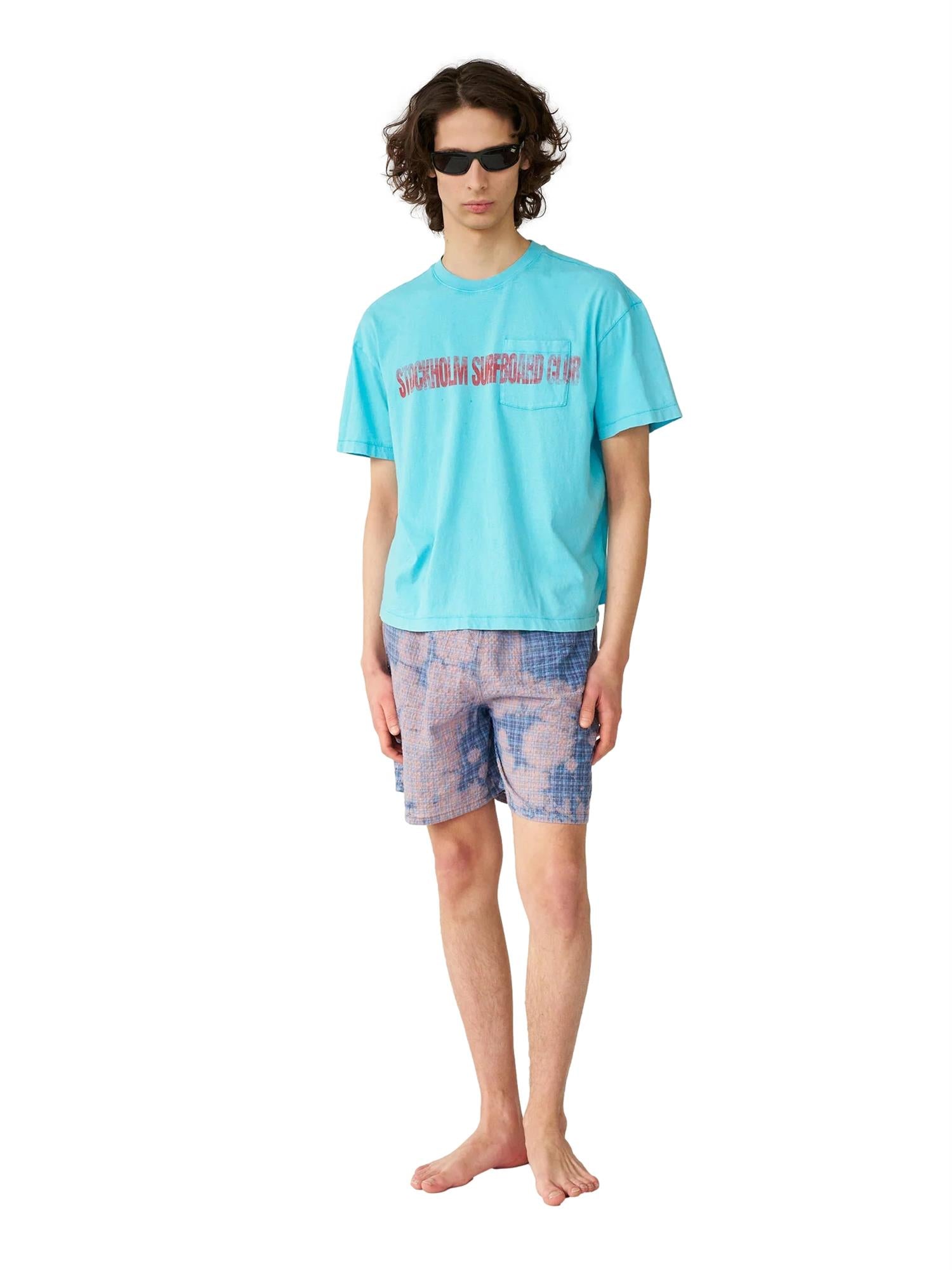 Turkis Stockholm Surfboard Club Pocket Tee Life T-skjorte, myk bomullsdesign med logo og komfortabel passform, for surf- og fritidsbruk