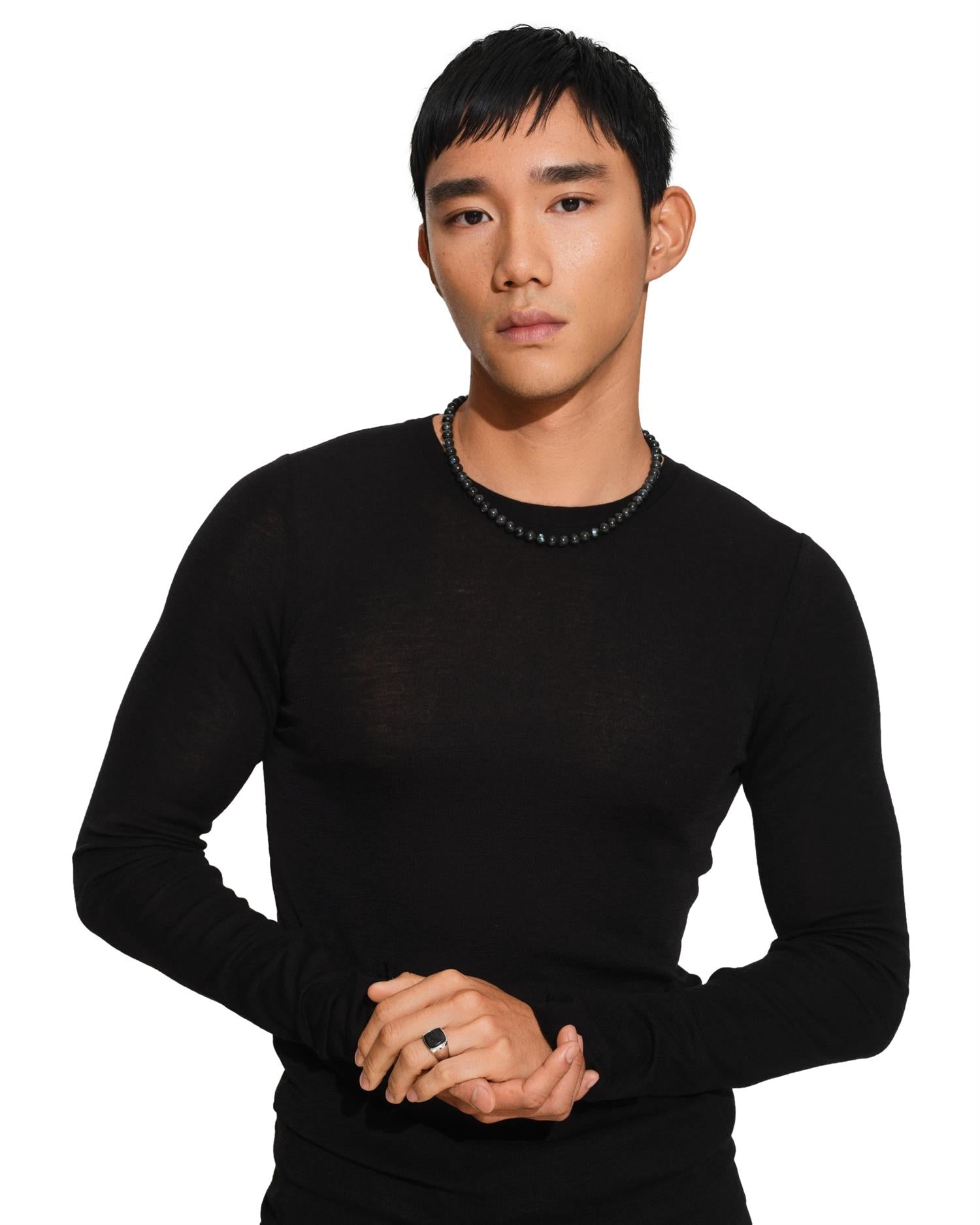 Tom Wood Cushion Black Larvikite Ring Sølv - modostore.no