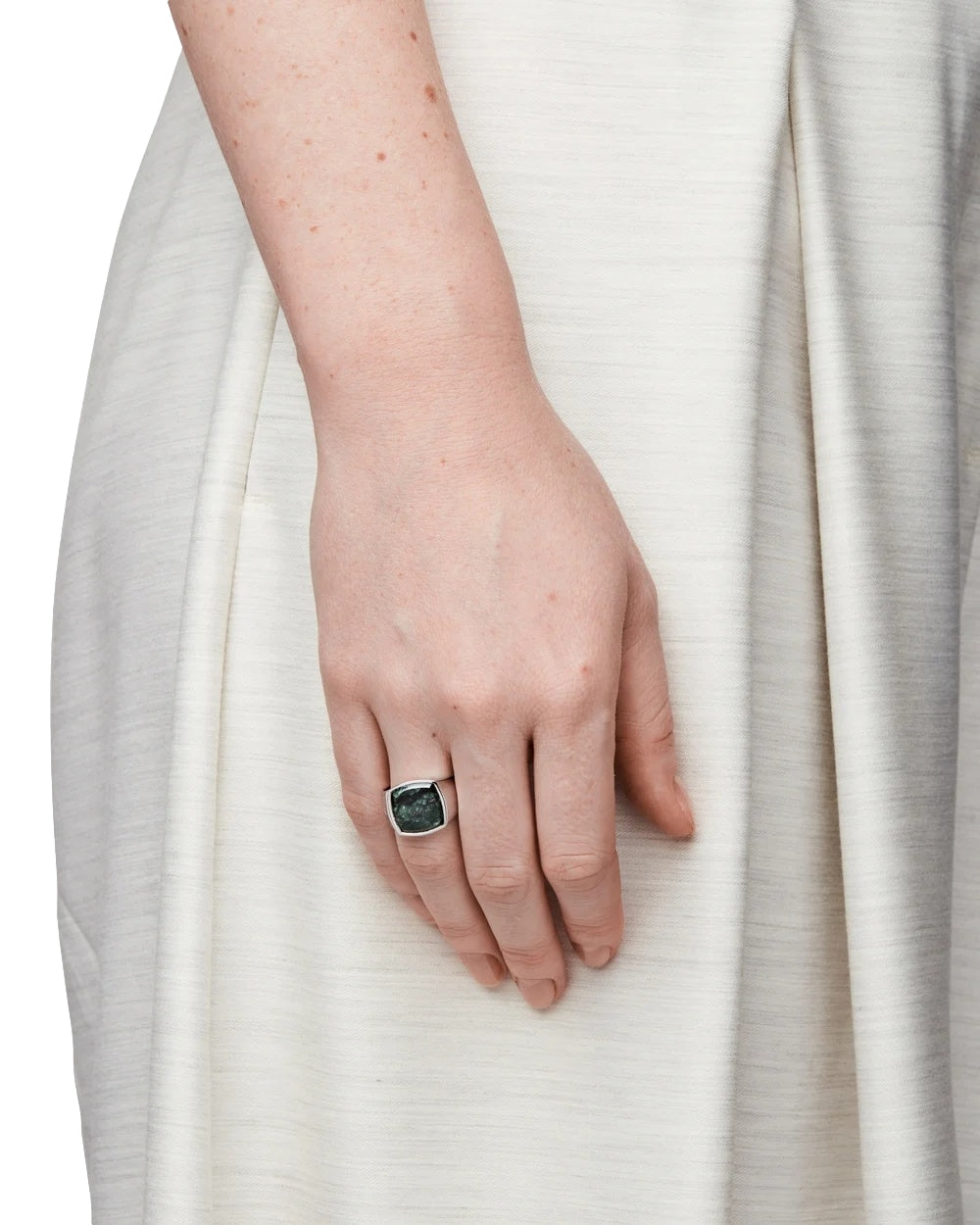Tom Wood The Cushion Green Marble Ring Sølv - modostore.no