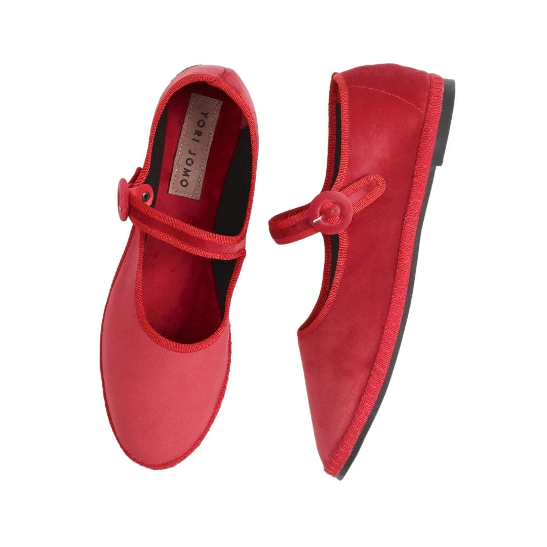 Yori Jomo Mary Jane Flats Velluto Rosso Sko Rød - modostore.no