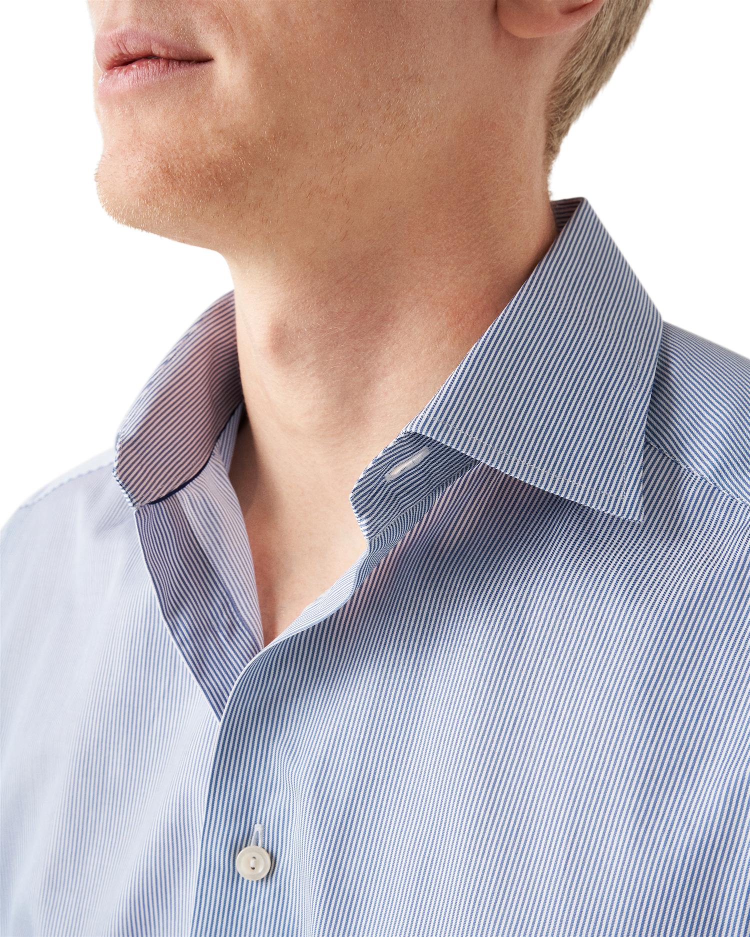 Eton Fine Stripe Signature Twill Shirt Skjorte Stripet Mørkeblå - [shop.name]