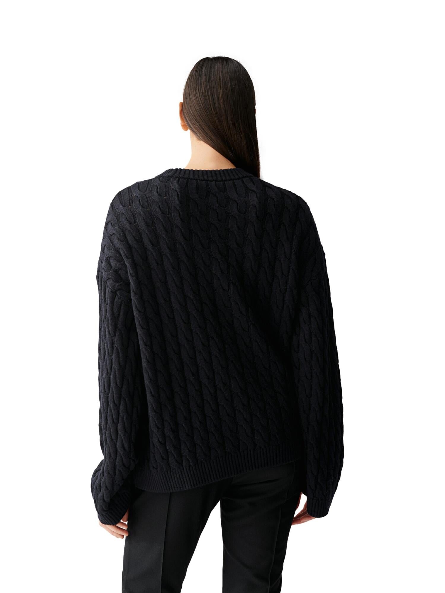 Julie Josephine Cable Knit Sweater Genser Sort - [shop.name]