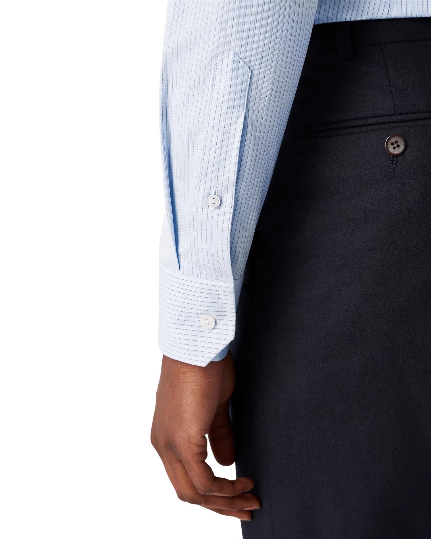 Eton Light Blue Striped Signature Twill Shirt Skjorte Stripet - [modostore.no]