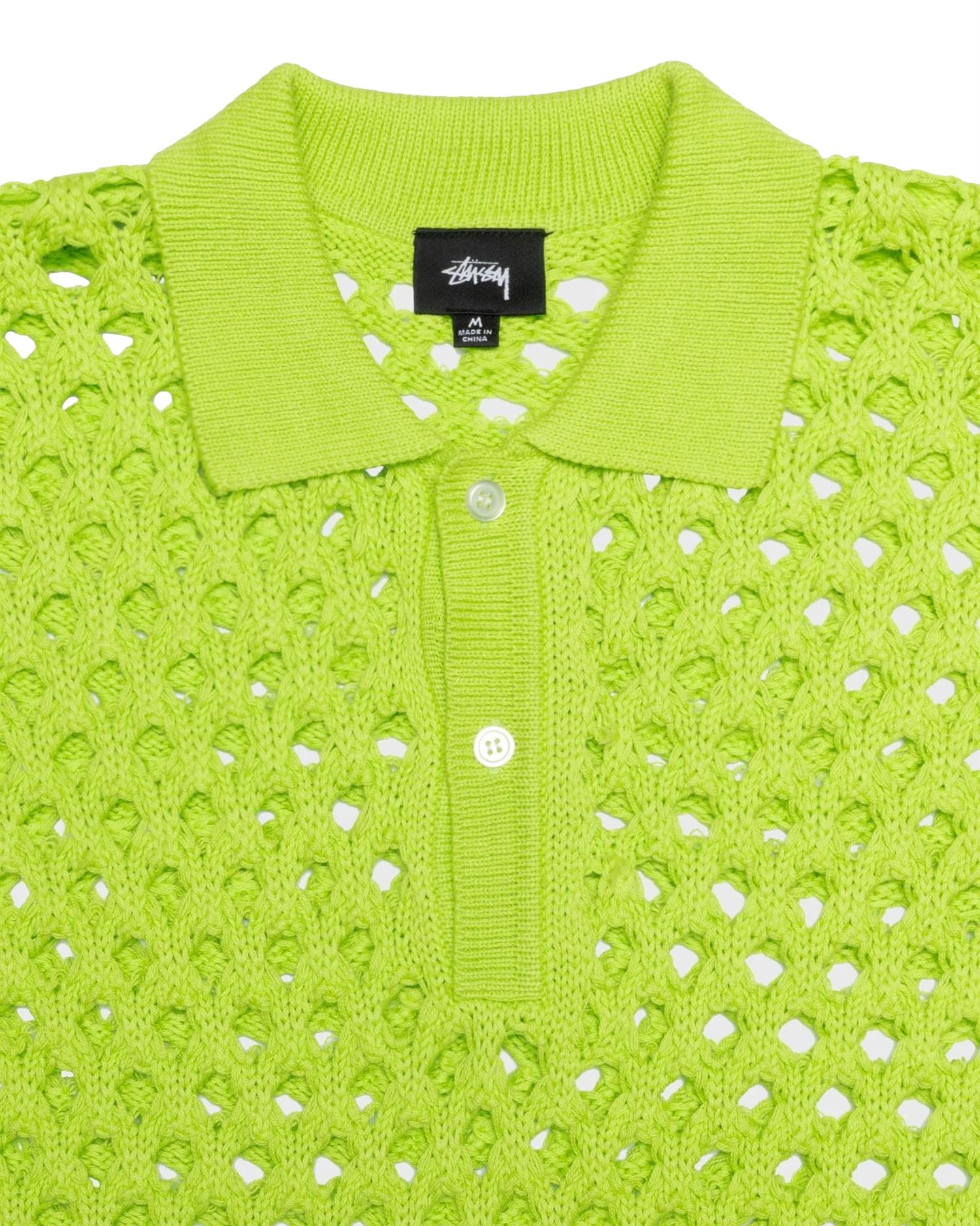 Stussy Big Mesh Polo Sweater T-shirt Limegrønn